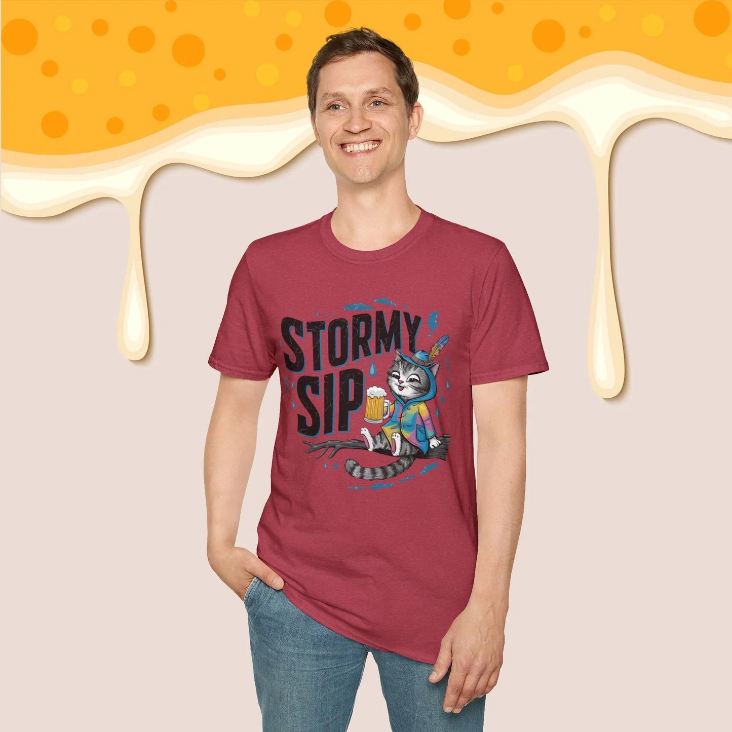 Stormy Sip Cotton Men Tshirt - Billien