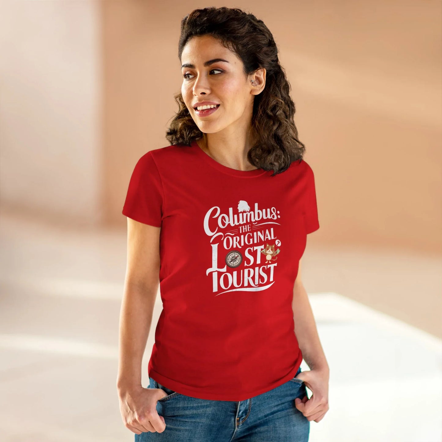 Columbus The Original Lost Tourist Women Cotton Tshirt - Billien