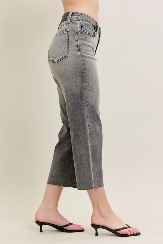 Wide Leg Capris Jeans Plus Size - Billien