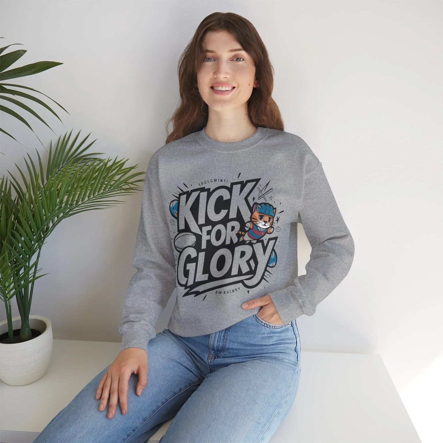 Kick For Glory Heavy Unisex Cotton Crewneck Sweatshirt - Billien