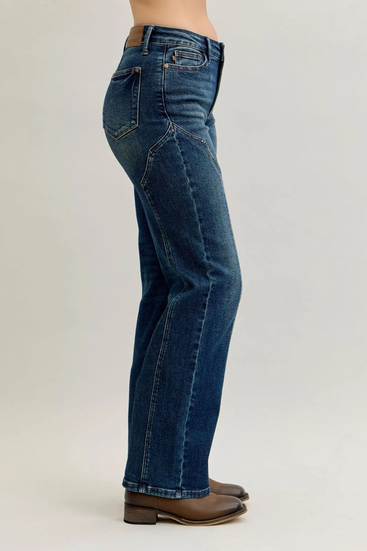 Seam Detail Straight Leg Jeans Plus Size - Billien