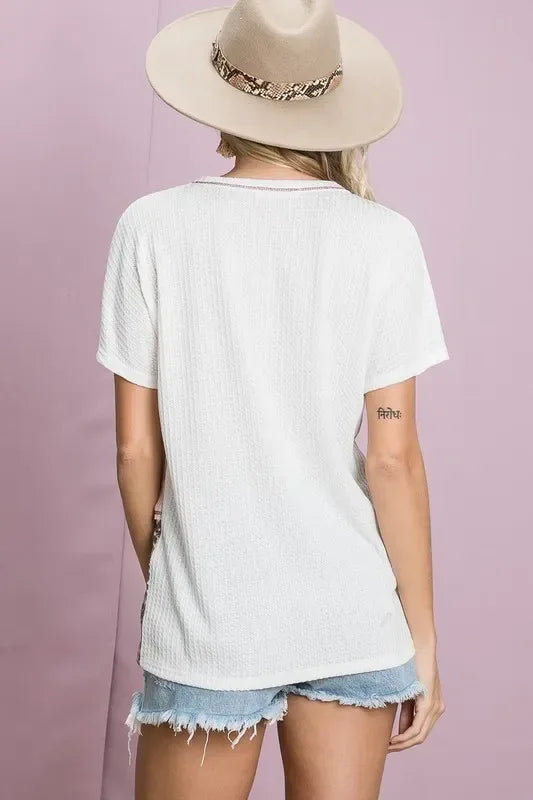 Color Block Waffle Knit Top - Billien