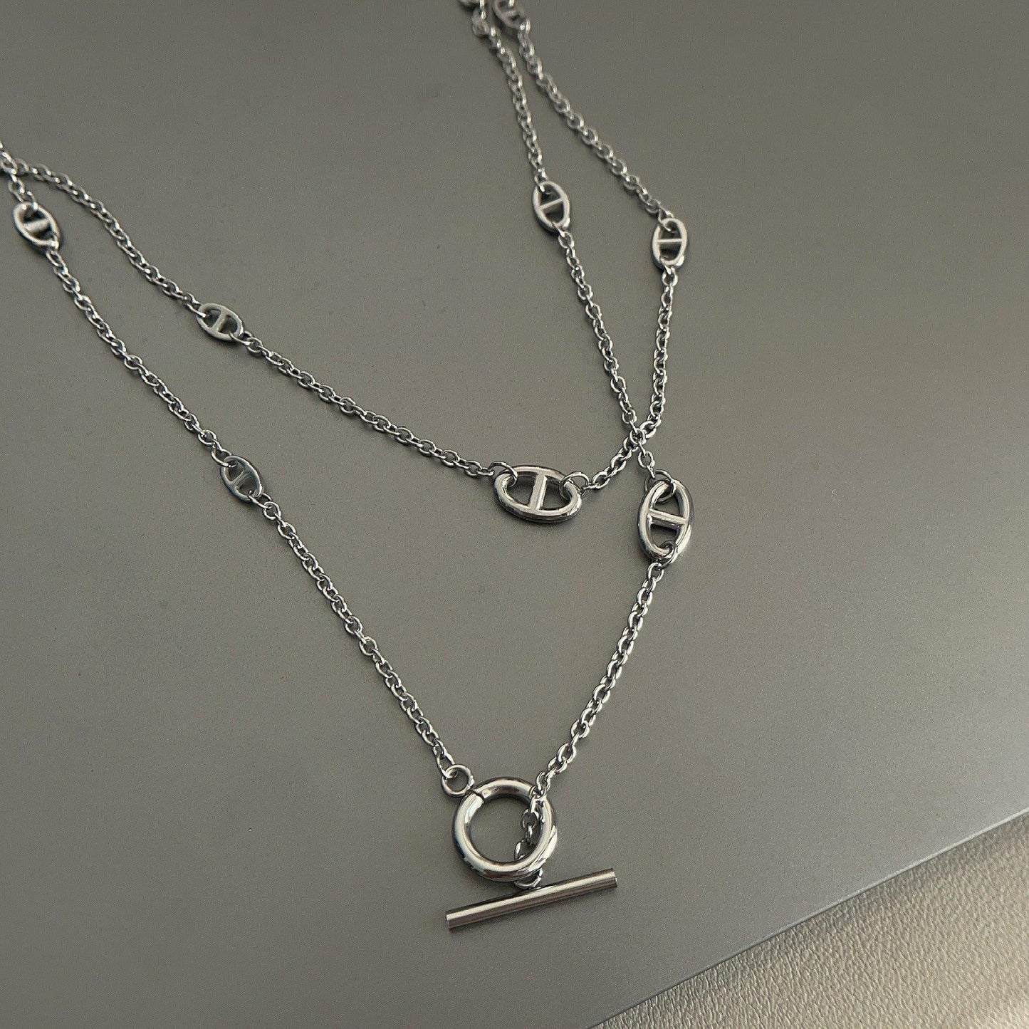 18K gold-plated titanium steel pig nose necklace - Billien