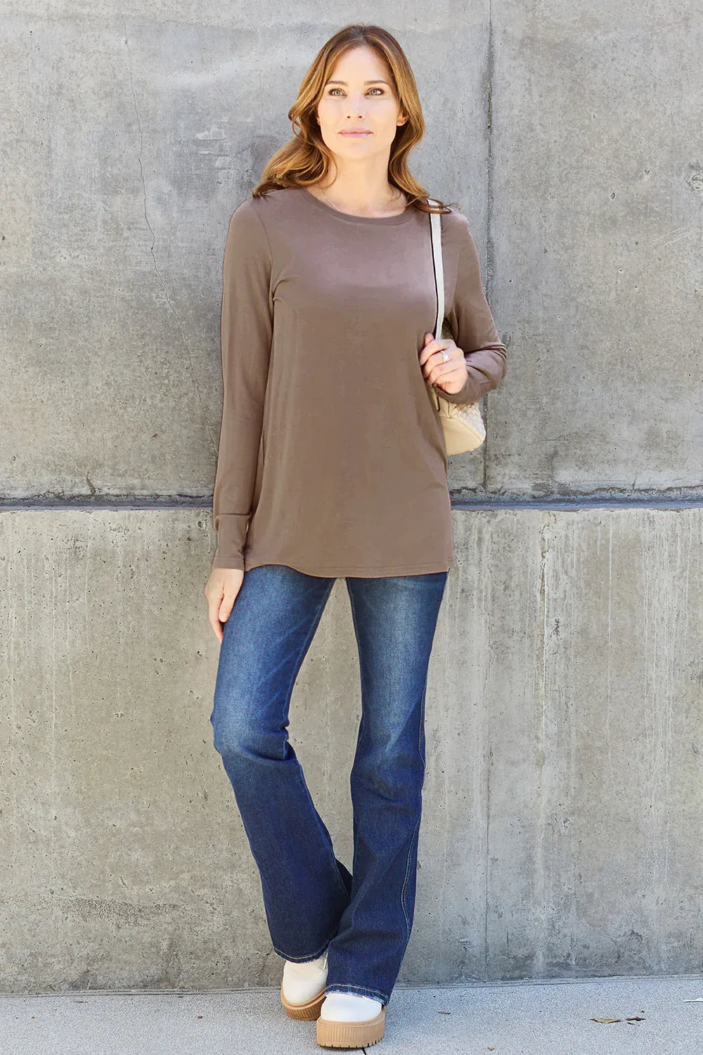 Round Neck Long Sleeve Top - Billien