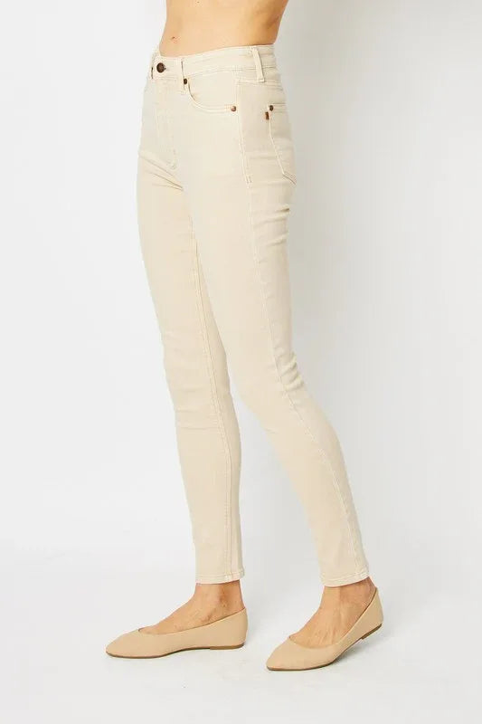 Garment Dyed Tummy Control Skinny Judy Blue Jeans - Billien