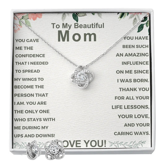 Best Gift For Mom. Love Knot Necklace & Earring Set - Billien