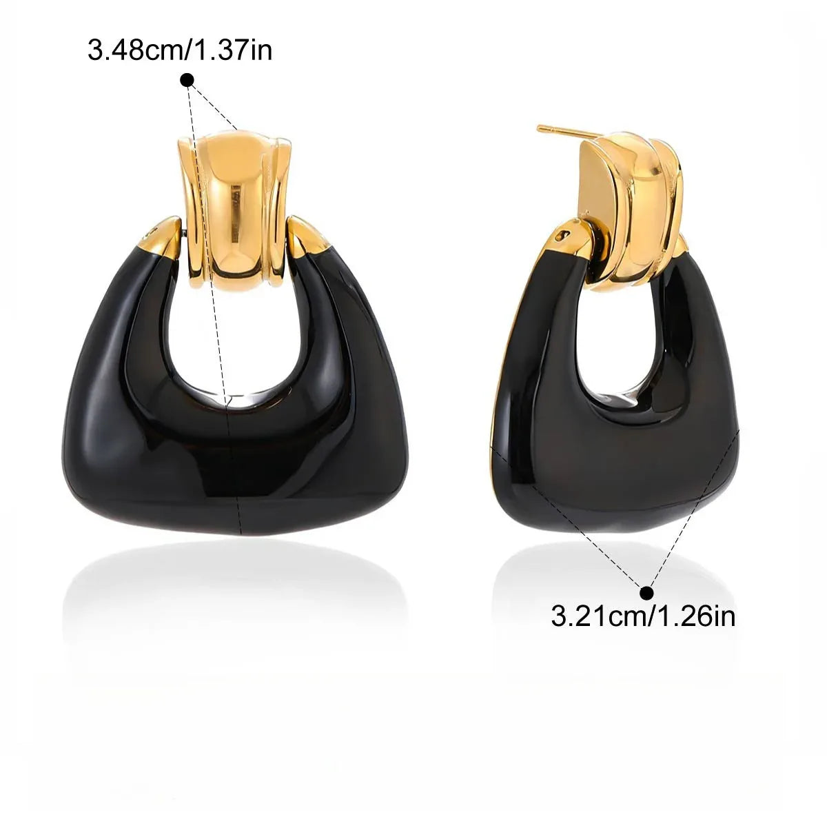18K gold lightweight luxury enamel stud earrings - Billien