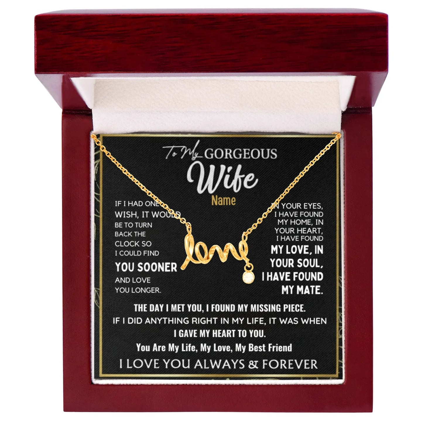 To My Gorgeous Wife — A Personalized Love Keepsake - Billien