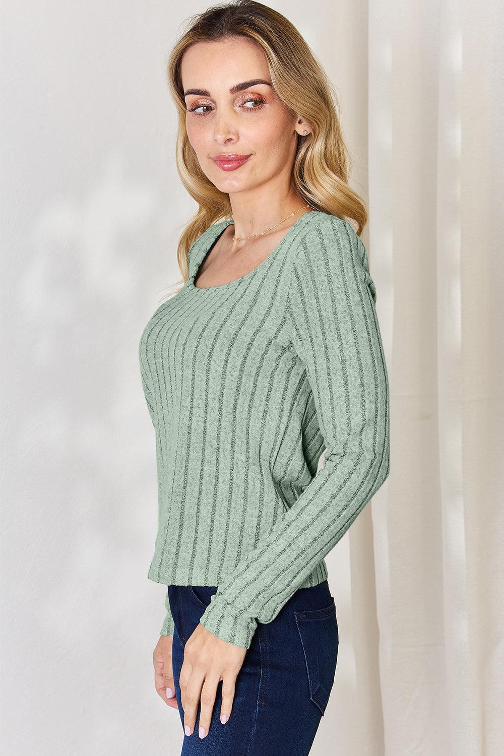Basic Bae Full Size Ribbed Long Sleeve T-Shirt - Billien