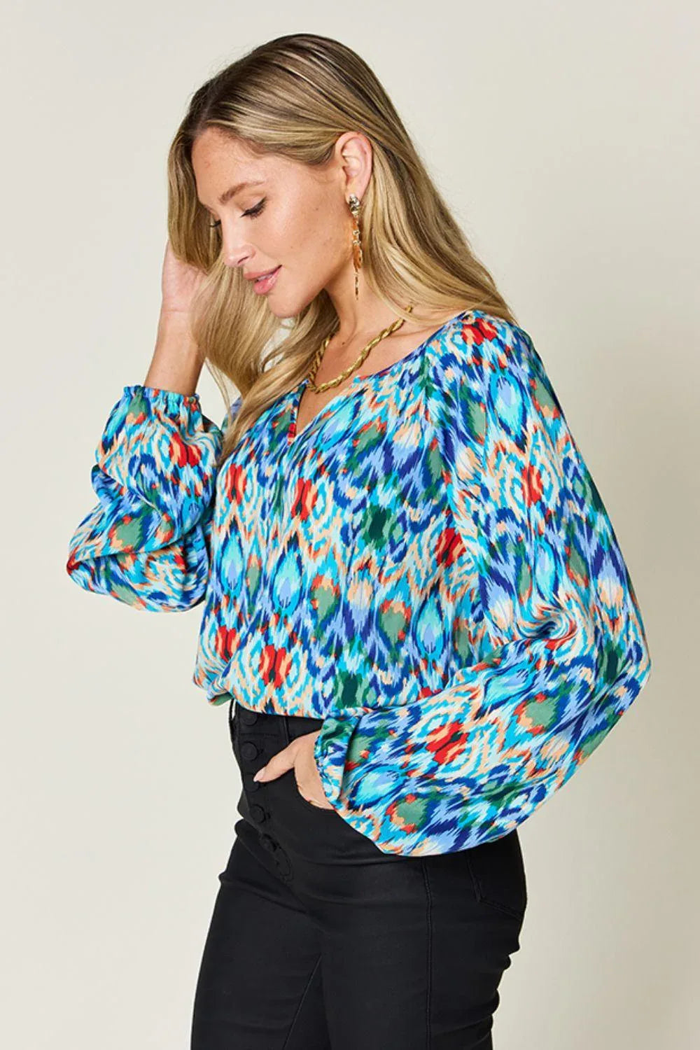 Printed Balloon Sleeve Blouse - Billien