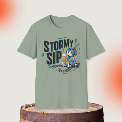 Stormy Sip Cotton Men Tshirt - Billien