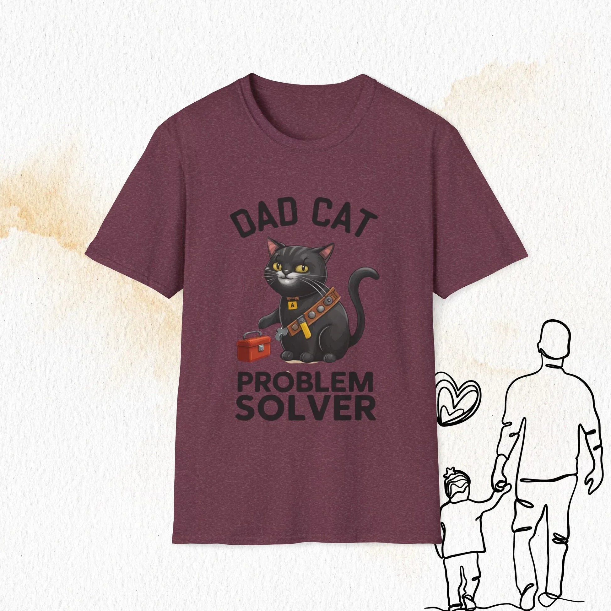 Dad Cat Problem Solver Cotton Men Tshirt - Billien