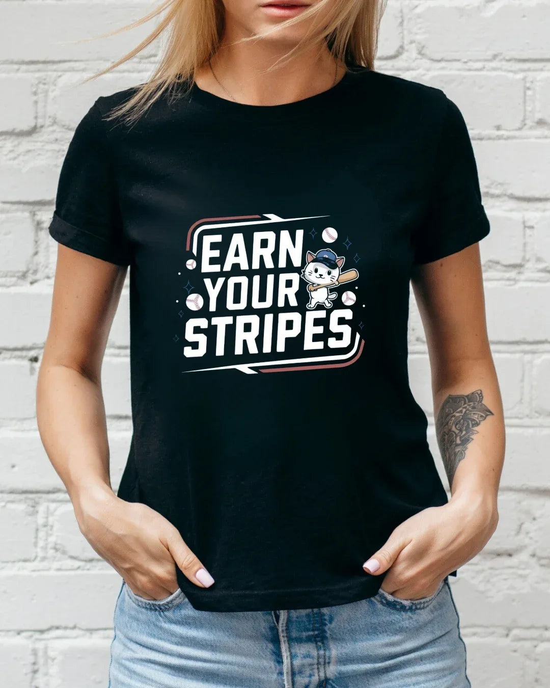Earn Your Stripes Baseball Crew Neck Tee - Billien