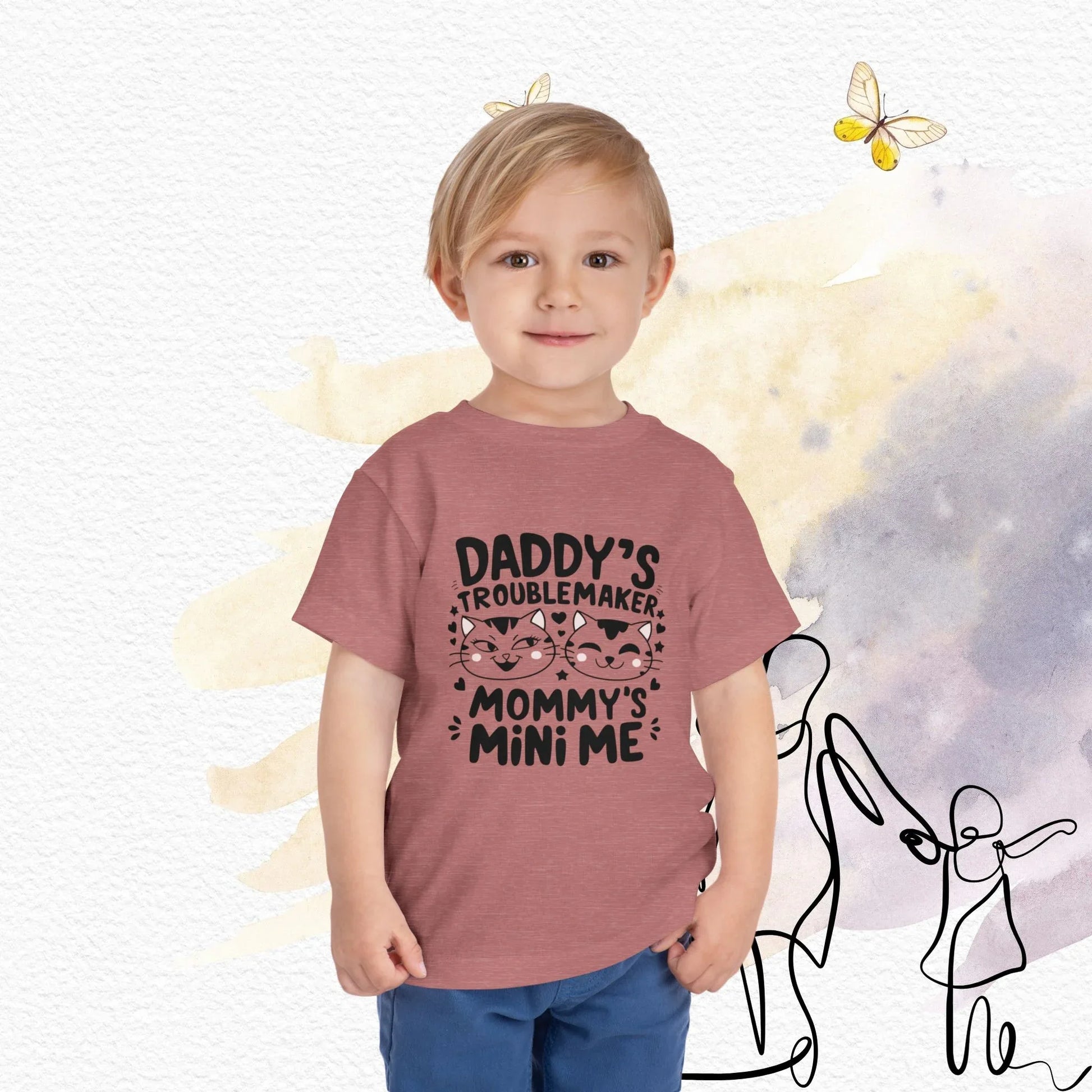 Daddy Little Troublemaker Toddler Cotton T-Shirts - Billien