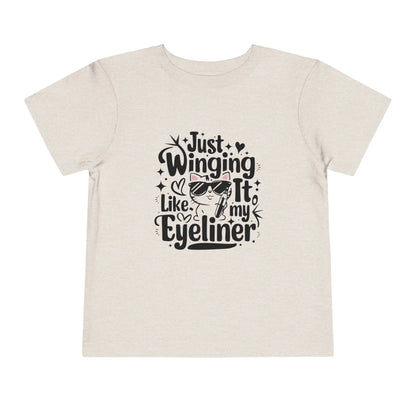 Just Winging it Like My Eyeliner Toddler Cotton T-Shirts - Billien