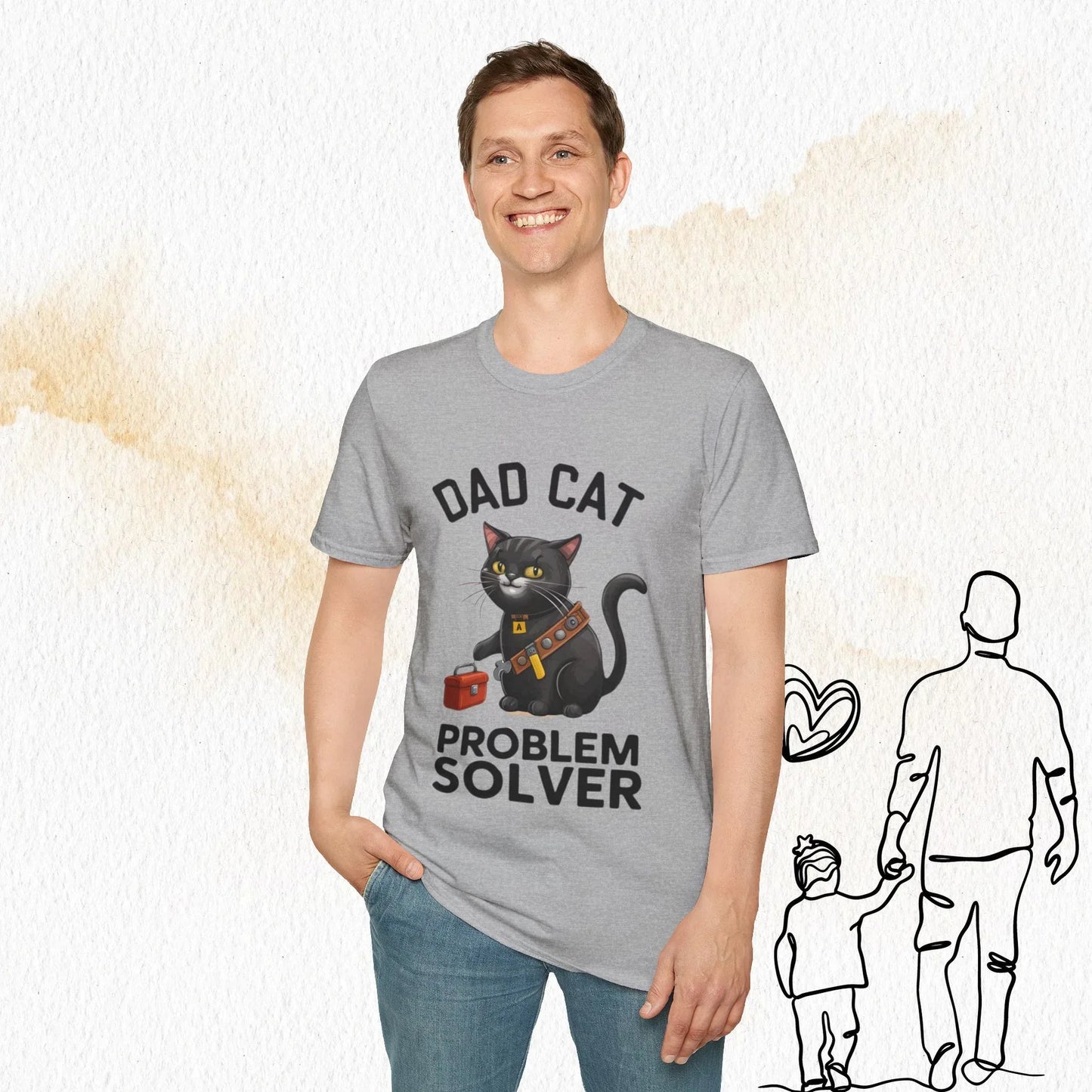 Dad Cat Problem Solver Cotton Men Tshirt - Billien