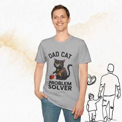 Dad Cat Problem Solver Cotton Men Tshirt - Billien