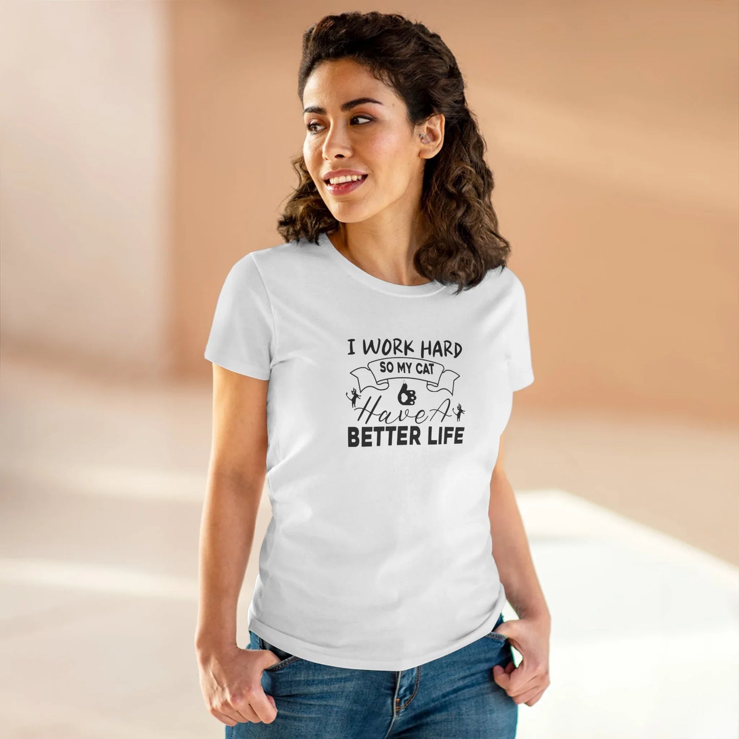 I Work Hard Women Cotton Tshirt - Billien