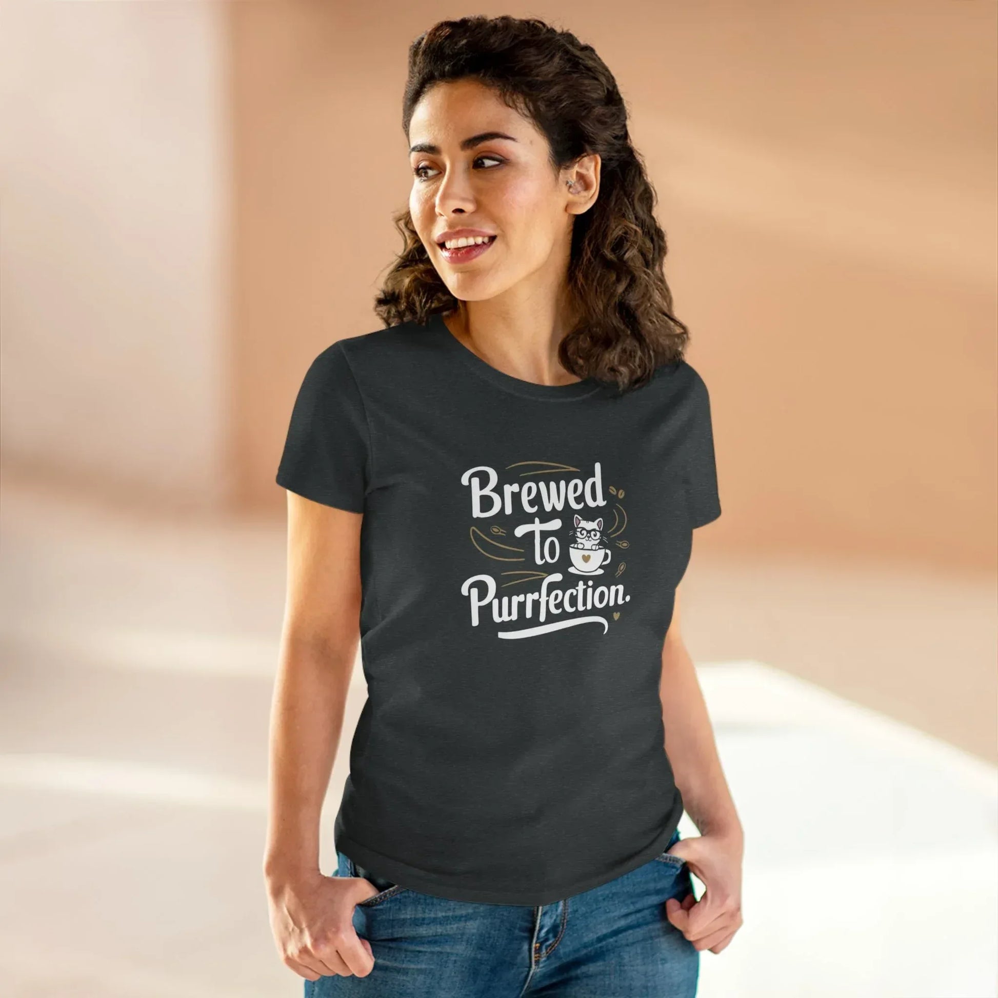 Brewed To Purrfection Coffee Lover Women T-Shirt - Billien
