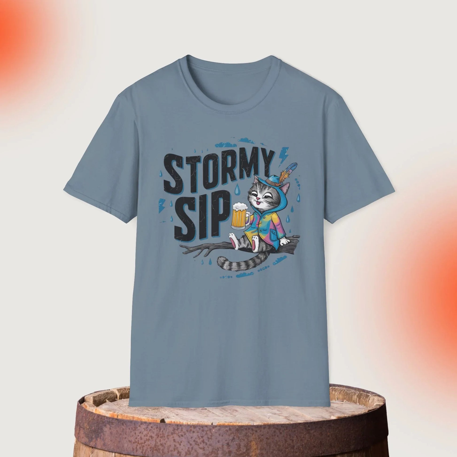 Stormy Sip Cotton Men Tshirt - Billien