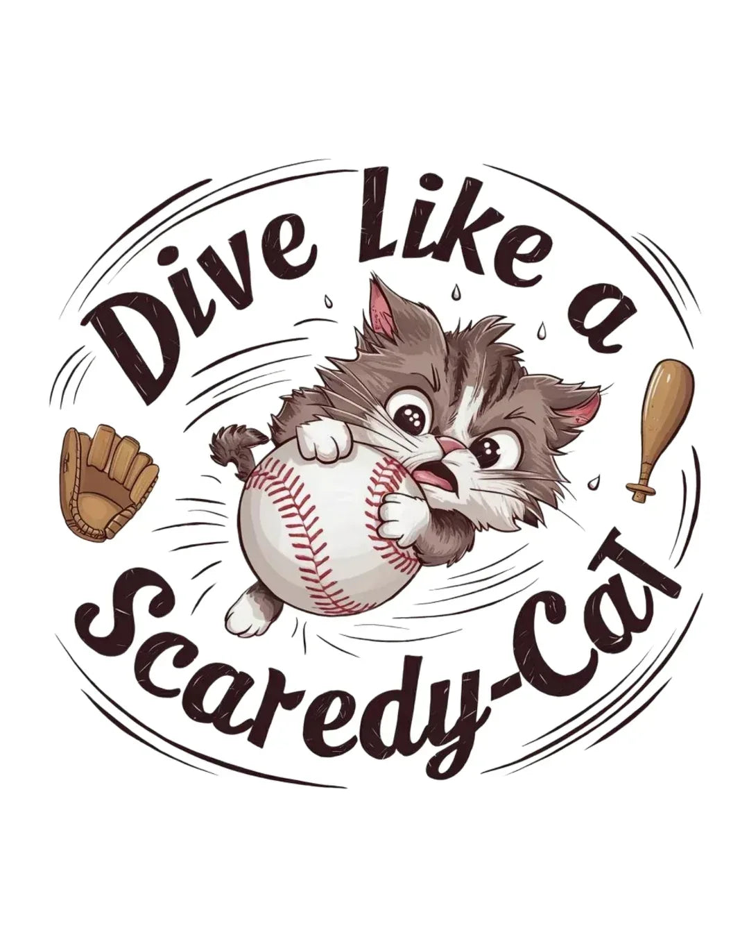 Dive Like Scaredy Cat Baseball Cotton T-Shirts - Billien