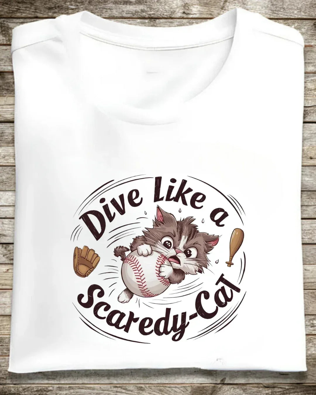 Dive Like Scaredy Cat Baseball Cotton T-Shirts - Billien