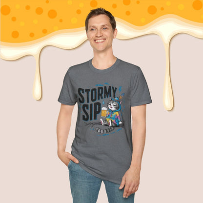 Stormy Sip Cotton Men Tshirt - Billien
