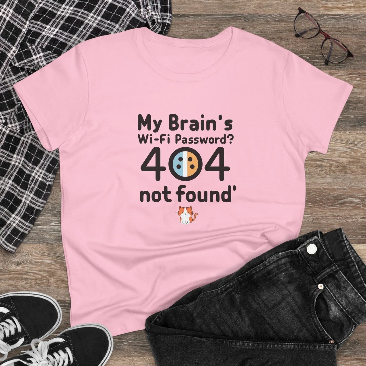 My Brain WiFi Password 404 Not Found Women Cotton Tshirt - Billien