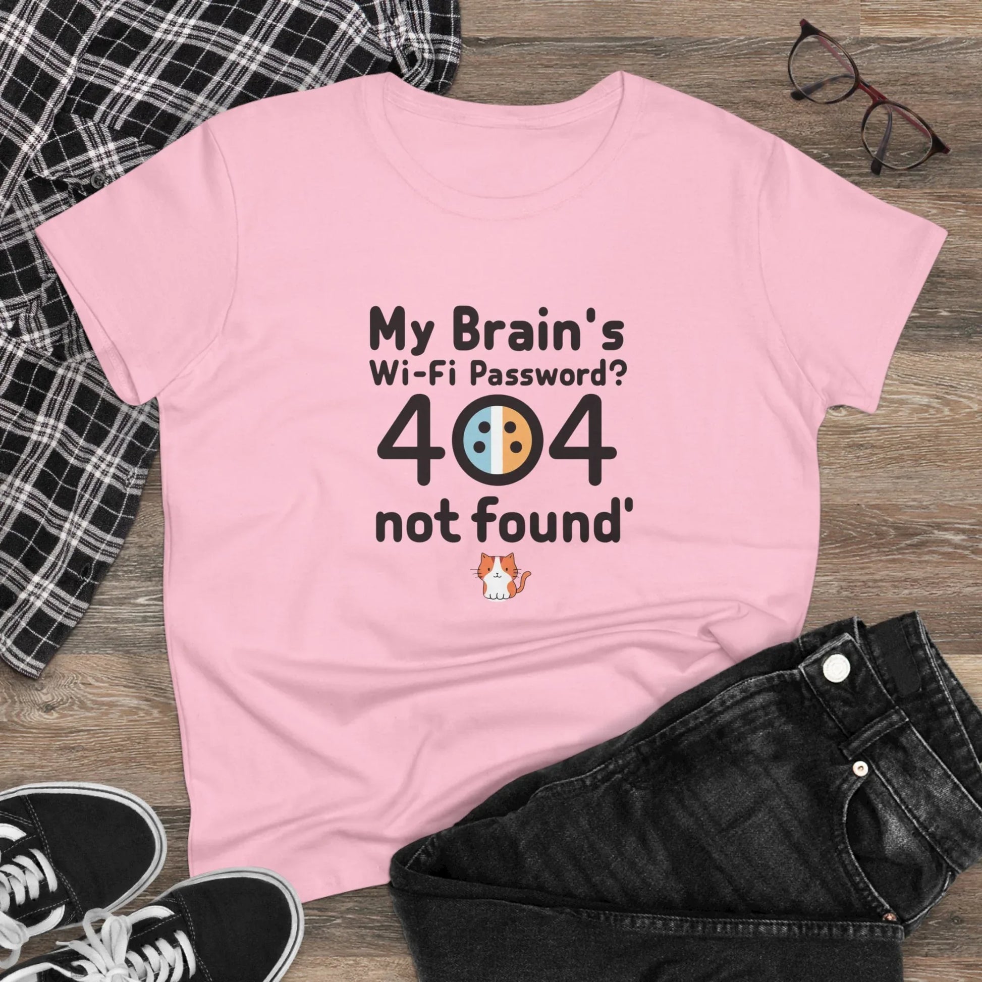 My Brain WiFi Password 404 Not Found Women Cotton Tshirt - Billien