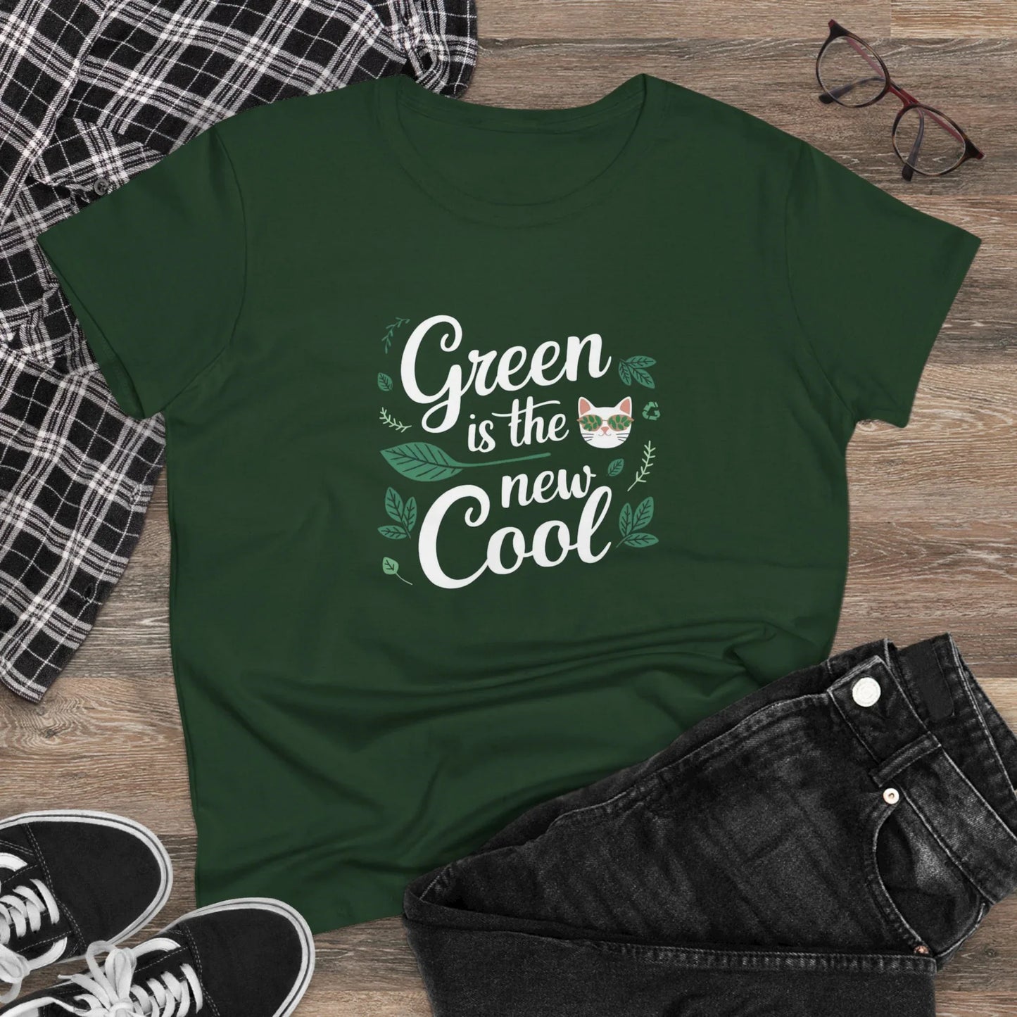 Green Is The New Cool Cotton Women Tshirt - Billien