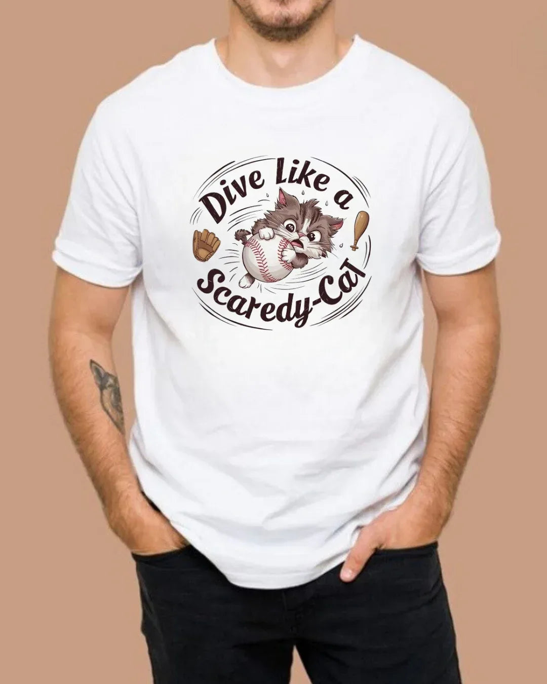 Dive Like Scaredy Cat Baseball Cotton T-Shirts - Billien