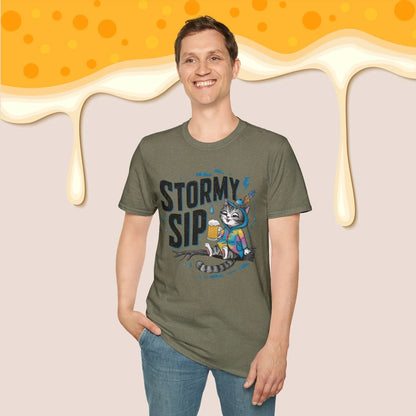 Stormy Sip Cotton Men Tshirt - Billien