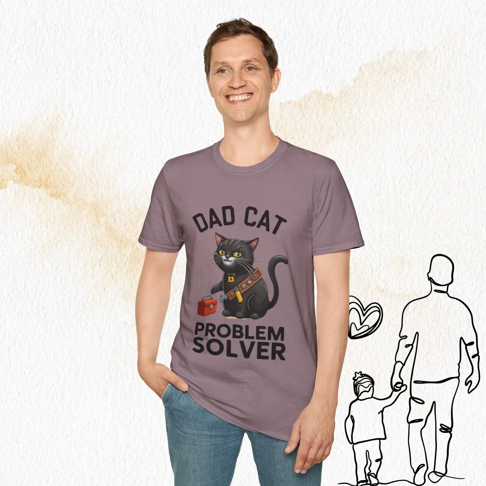Dad Cat Problem Solver Cotton Men Tshirt - Billien