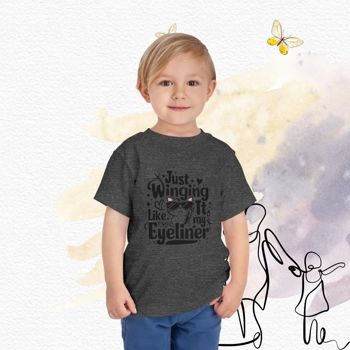 Just Winging it Like My Eyeliner Toddler Cotton T-Shirts - Billien