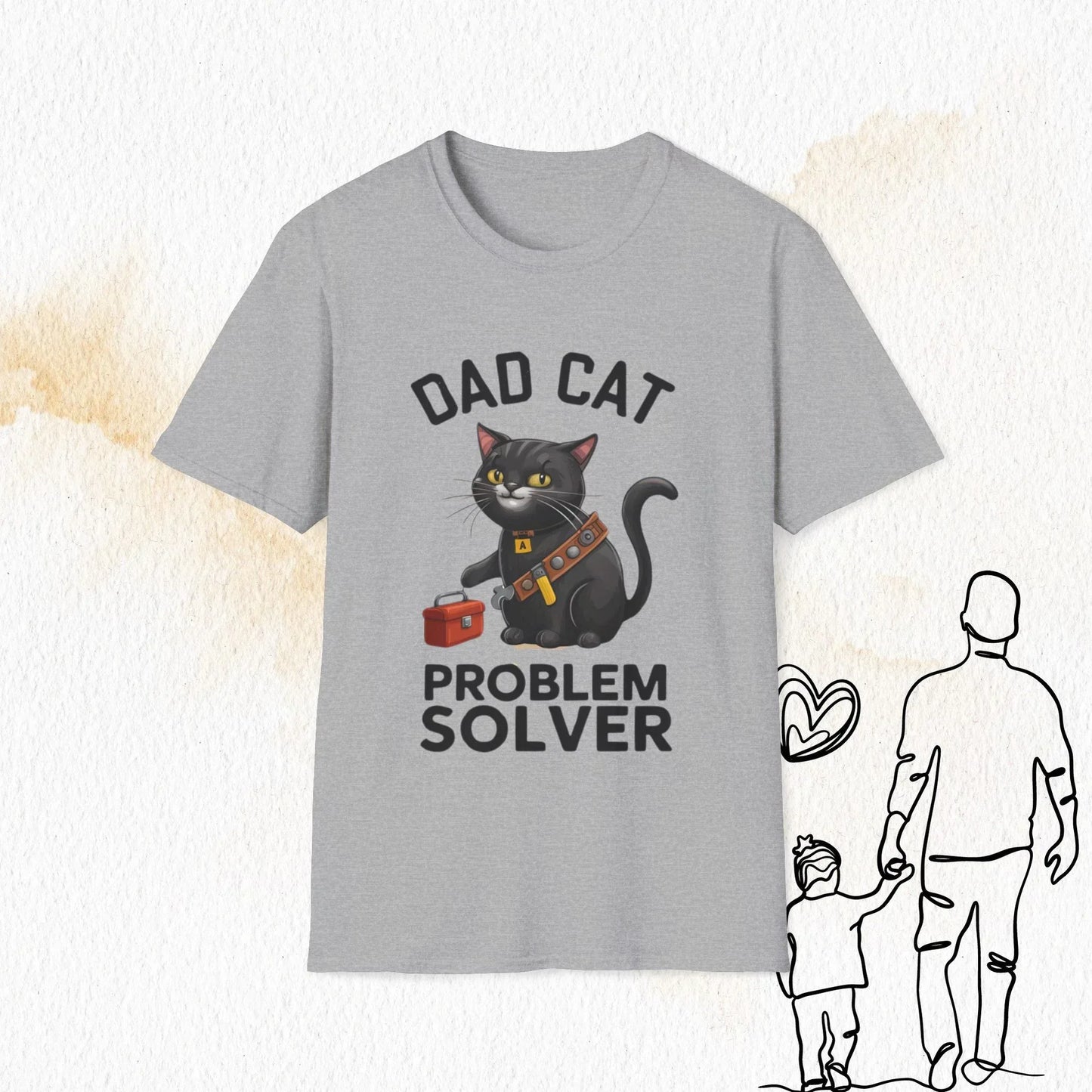 Dad Cat Problem Solver Cotton Men Tshirt - Billien