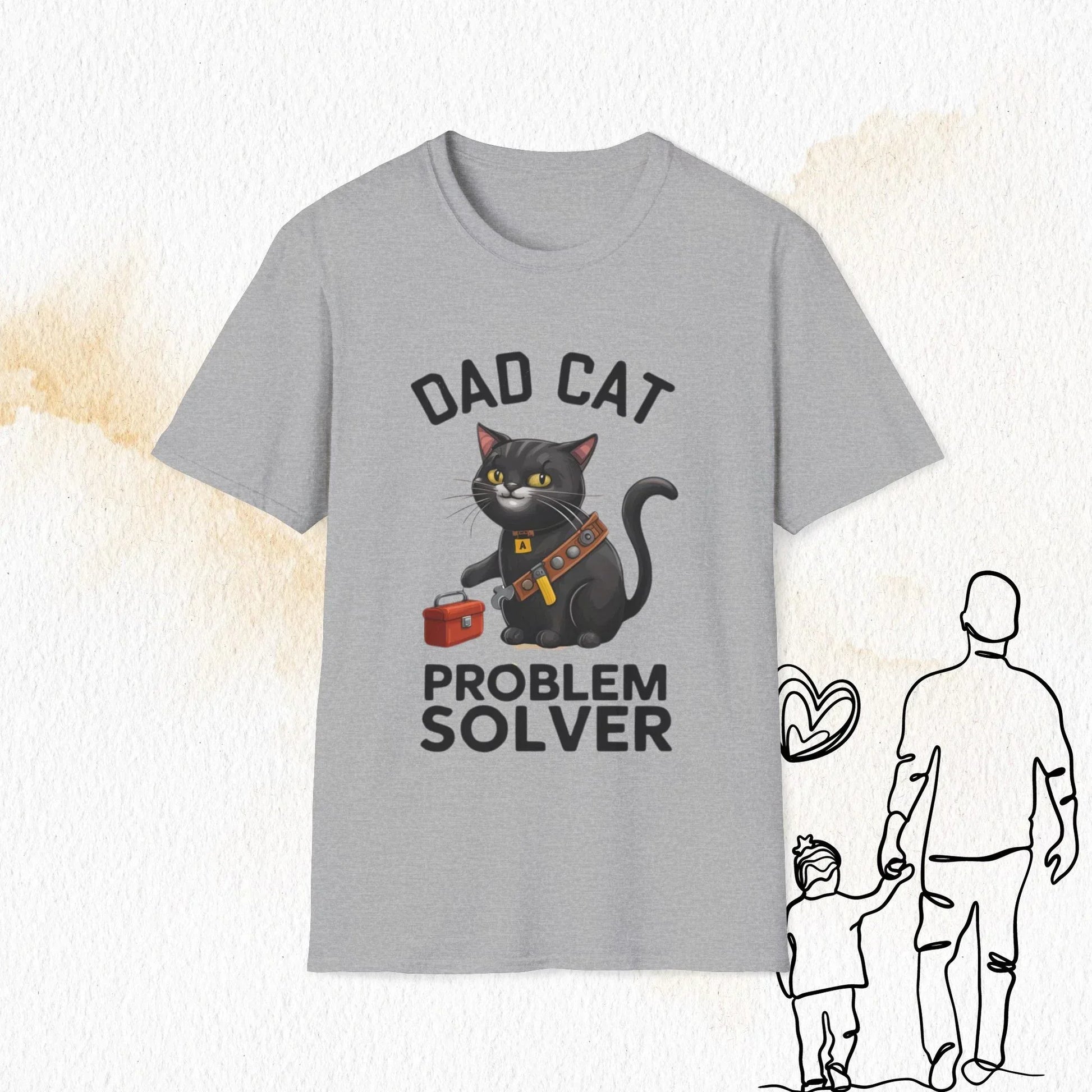 Dad Cat Problem Solver Cotton Men Tshirt - Billien