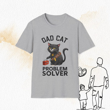 Dad Cat Problem Solver Cotton Men Tshirt - Billien