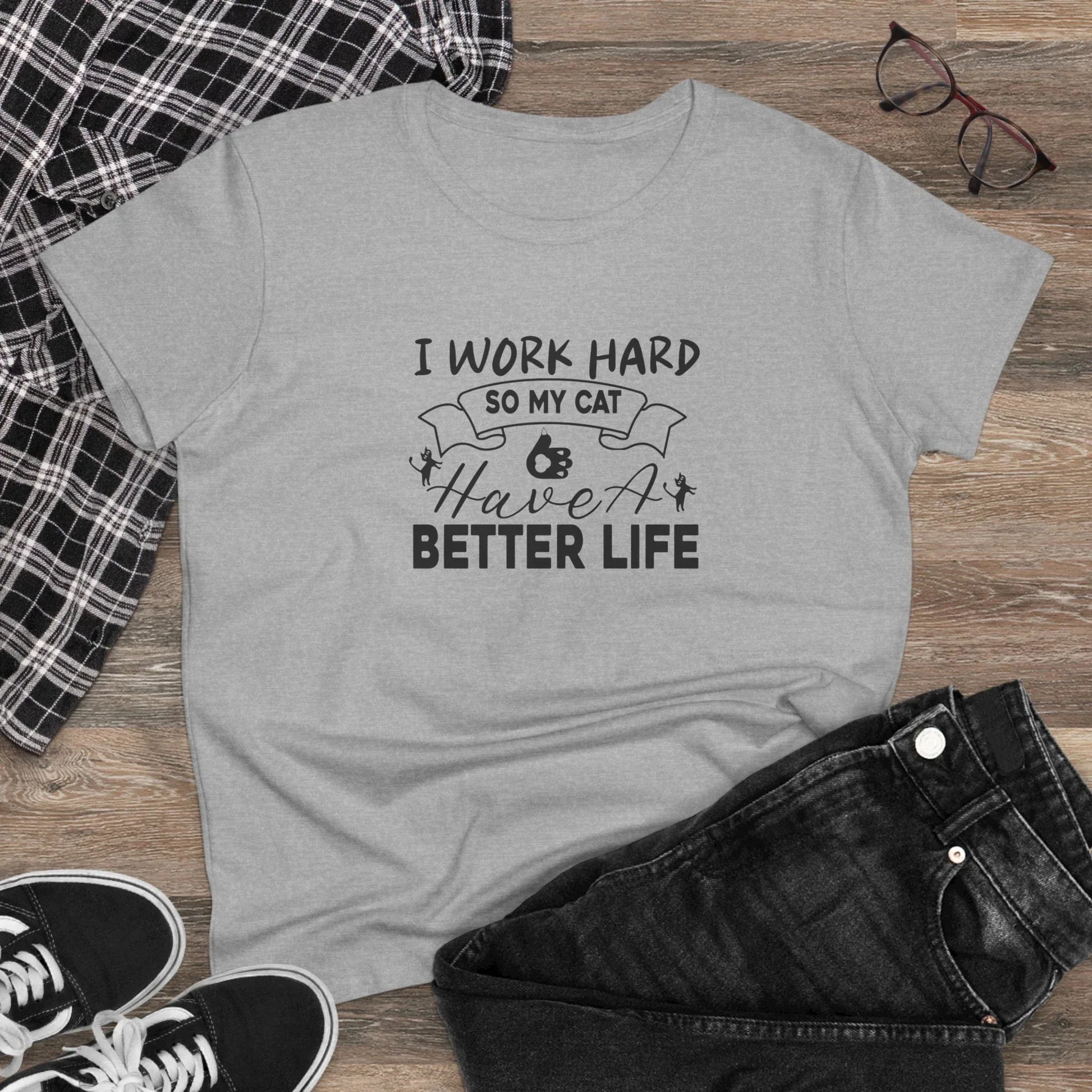 I Work Hard Women Cotton Tshirt - Billien
