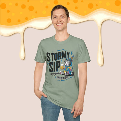 Stormy Sip Cotton Men Tshirt - Billien