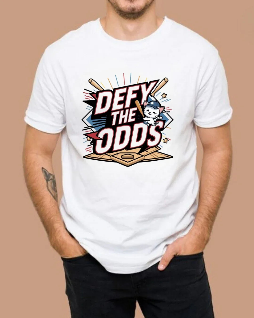Defy The Odds Baseball Crew Neck Cotton Tees - Billien