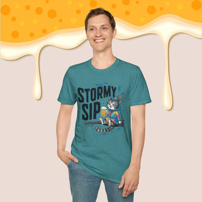 Stormy Sip Cotton Men Tshirt - Billien