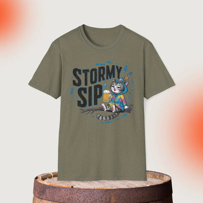 Stormy Sip Cotton Men Tshirt - Billien