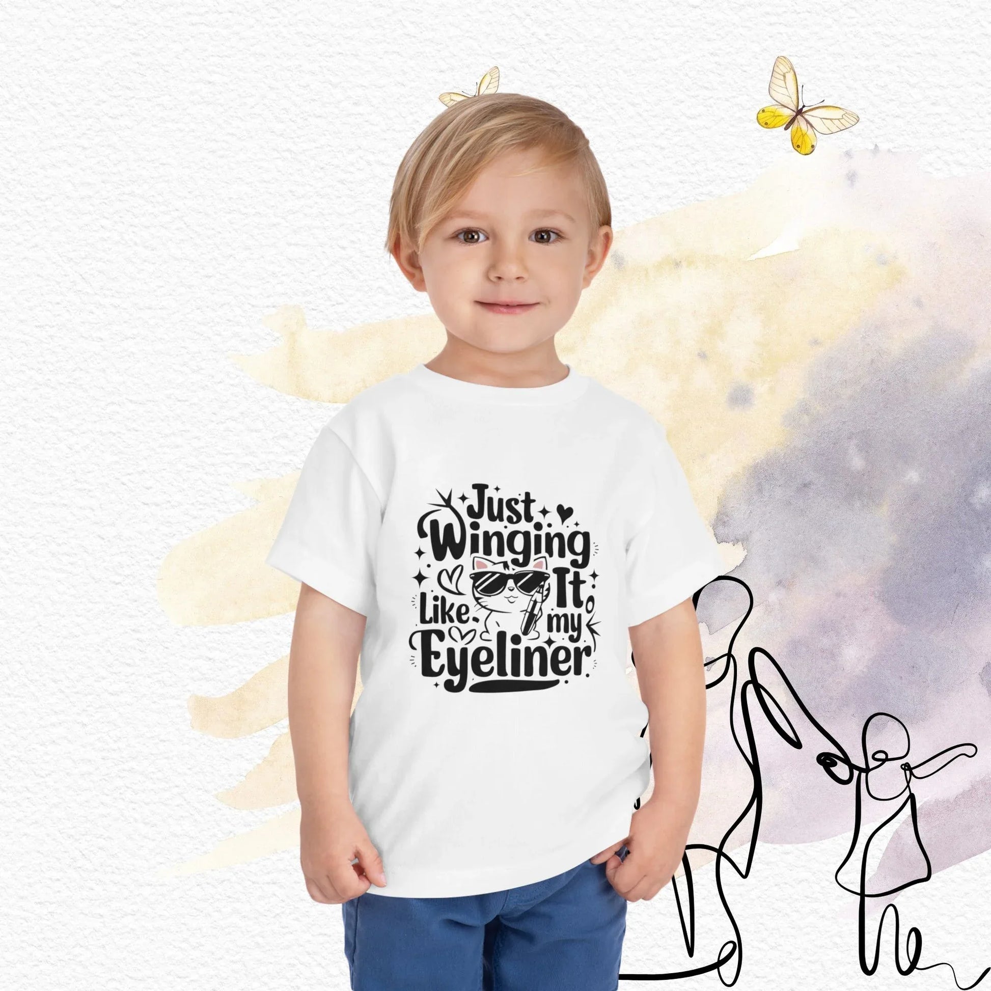 Just Winging it Like My Eyeliner Toddler Cotton T-Shirts - Billien