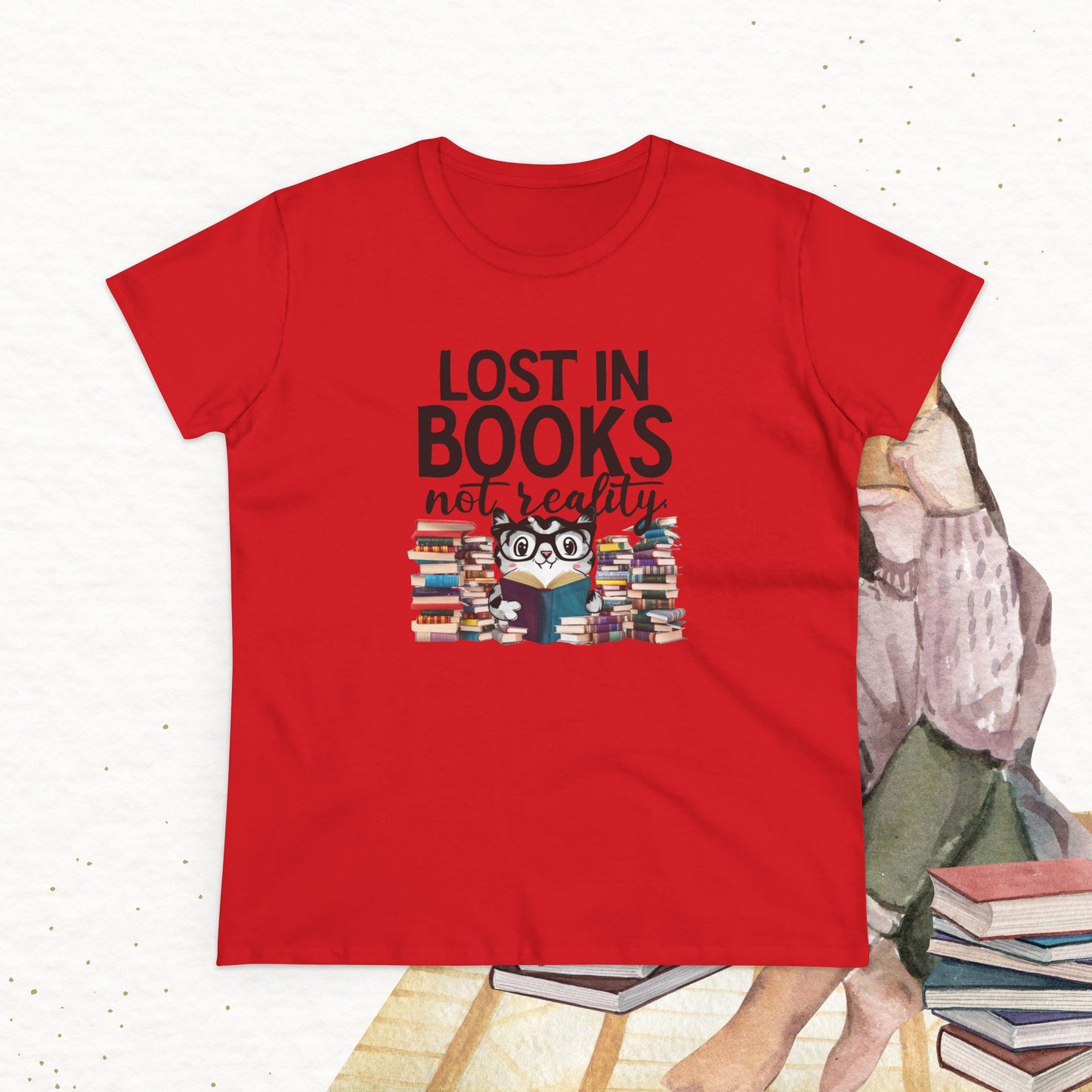 Lost In Book Not Reality Women Cotton Tshirt