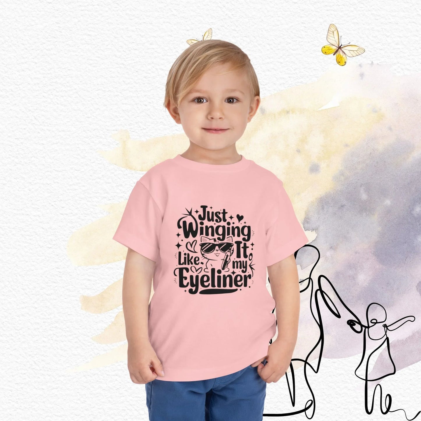 Just Winging it Like My Eyeliner Toddler Cotton T-Shirts - Billien