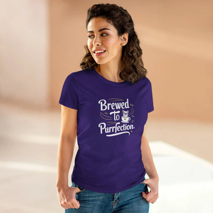 Brewed To Purrfection Coffee Lover Women T-Shirt - Billien