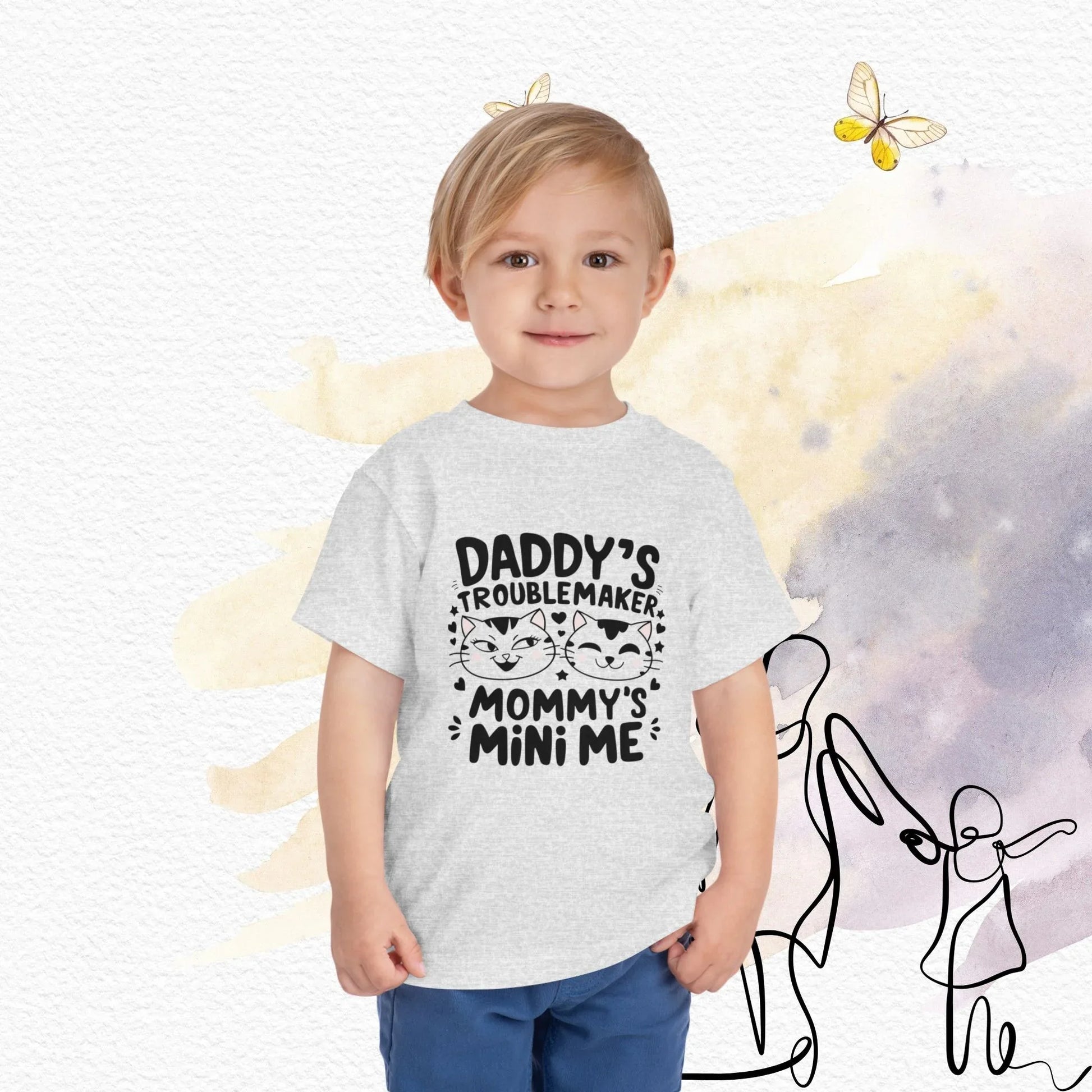 Daddy Little Troublemaker Toddler Cotton T-Shirts - Billien