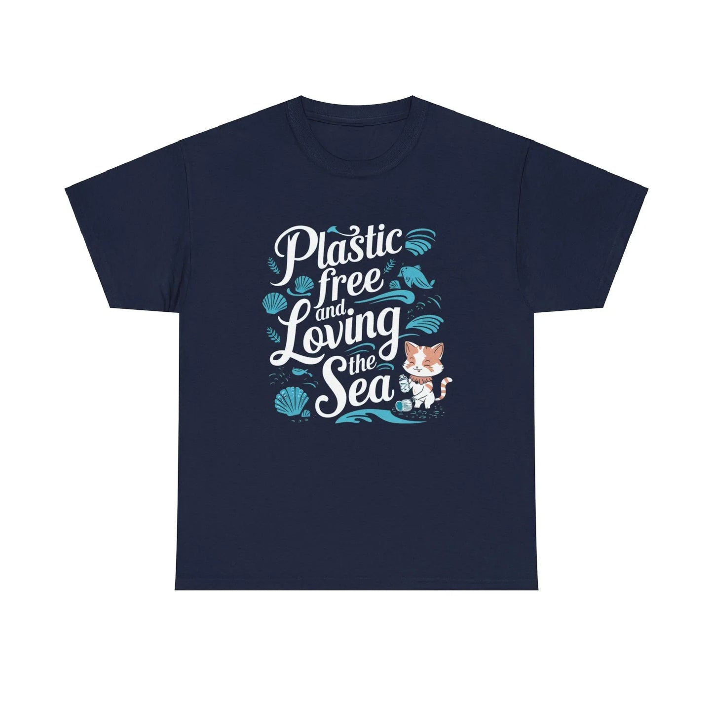 Plastics Free & Loving Sea Environmental Unisex Cotton Tee - Billien