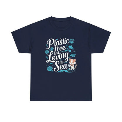 Plastics Free & Loving Sea Environmental Unisex Cotton Tee - Billien