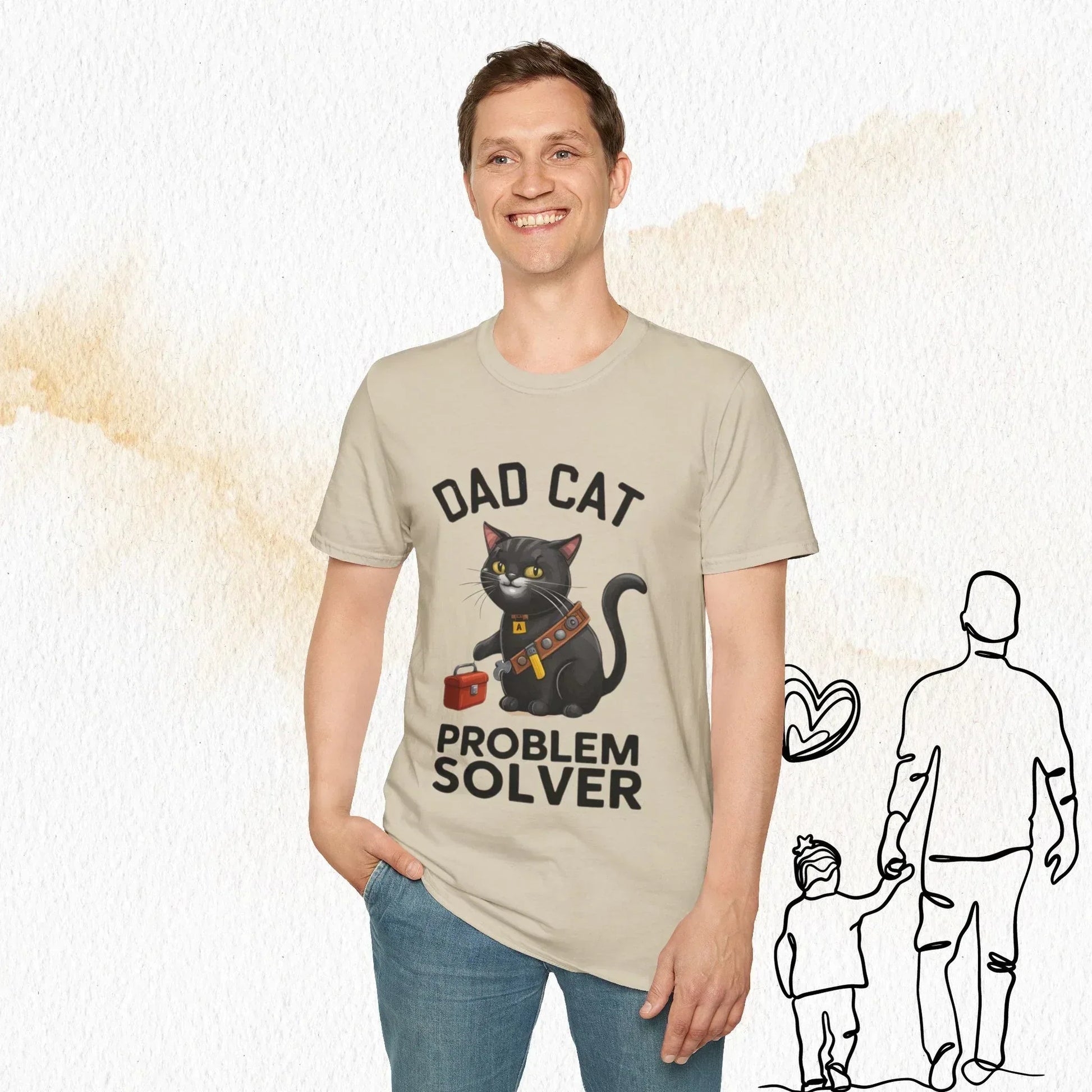 Dad Cat Problem Solver Cotton Men Tshirt - Billien